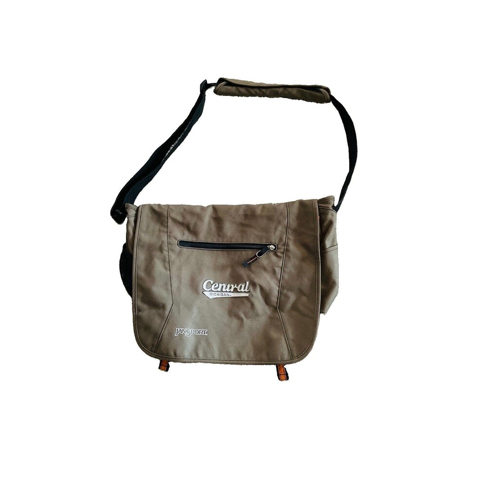 Jansport Laptop Messenger Crossbody Bag College Office Organizer Brown Gold